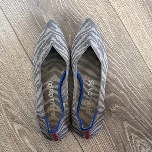 Rothy's Zebra Pattern Flats with Blue and Red Accents